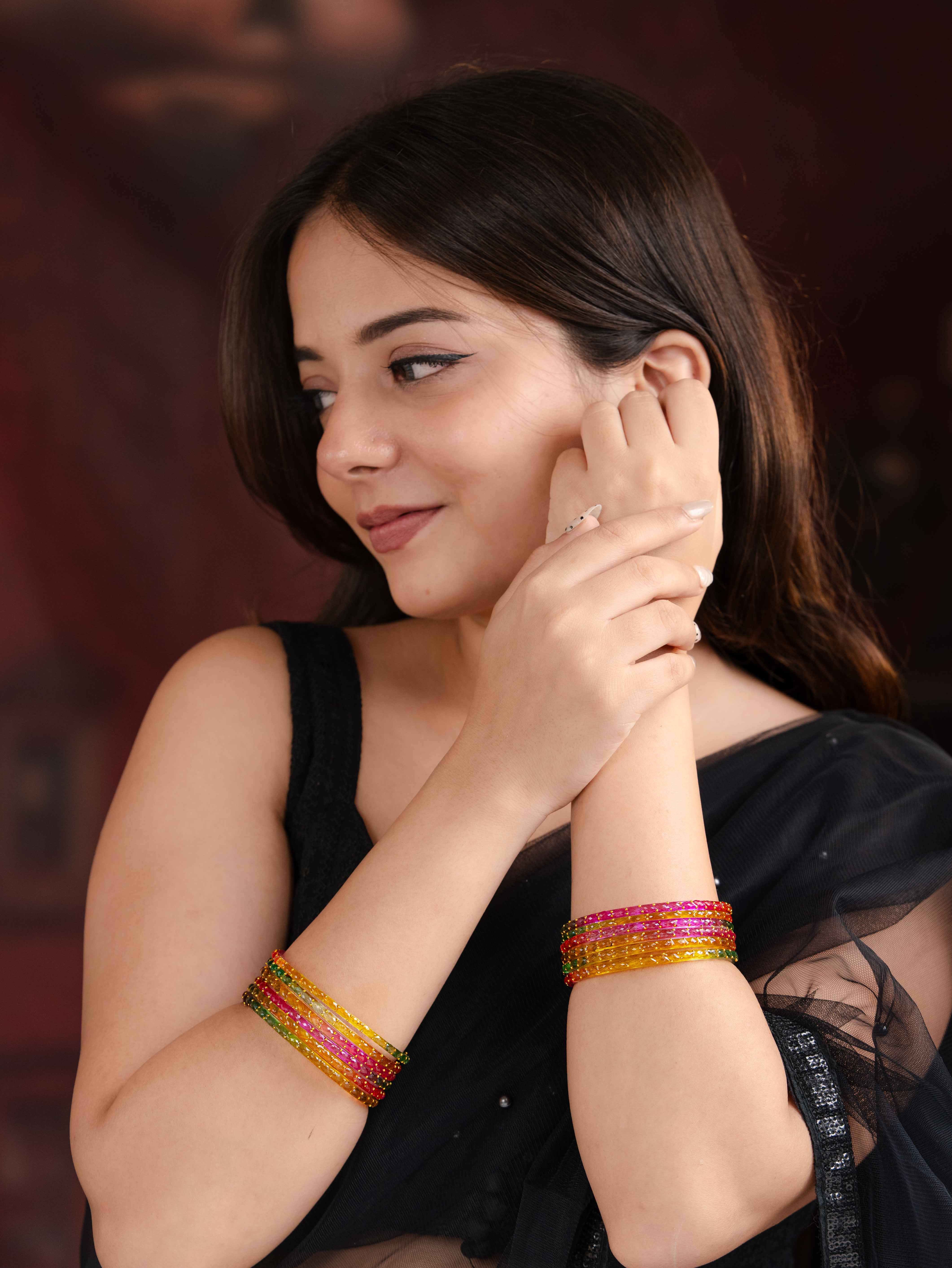 Satrangi Glass Bangle  ( Set of 12)