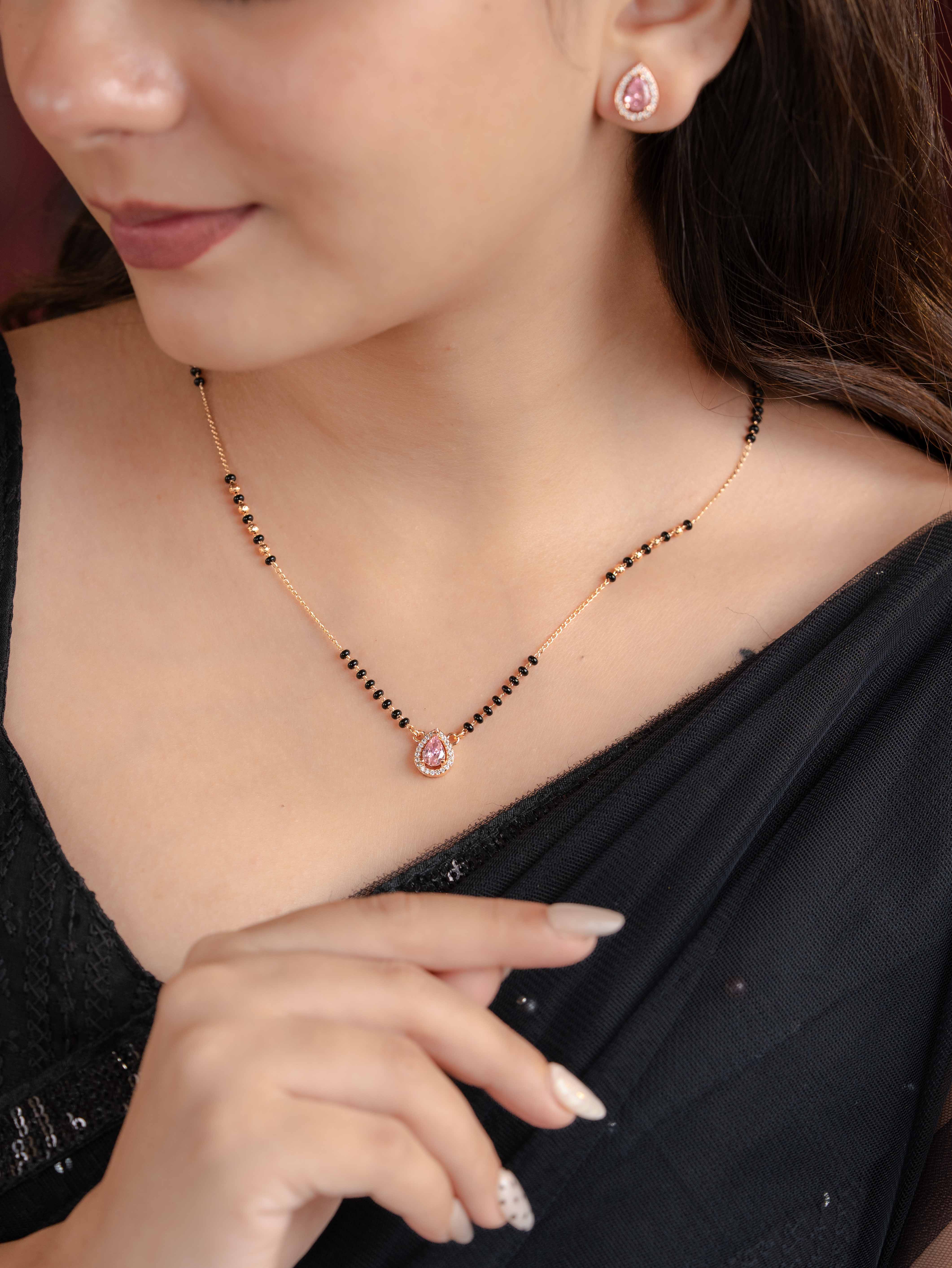 Nayra Pink Mangalsutra with Earrings