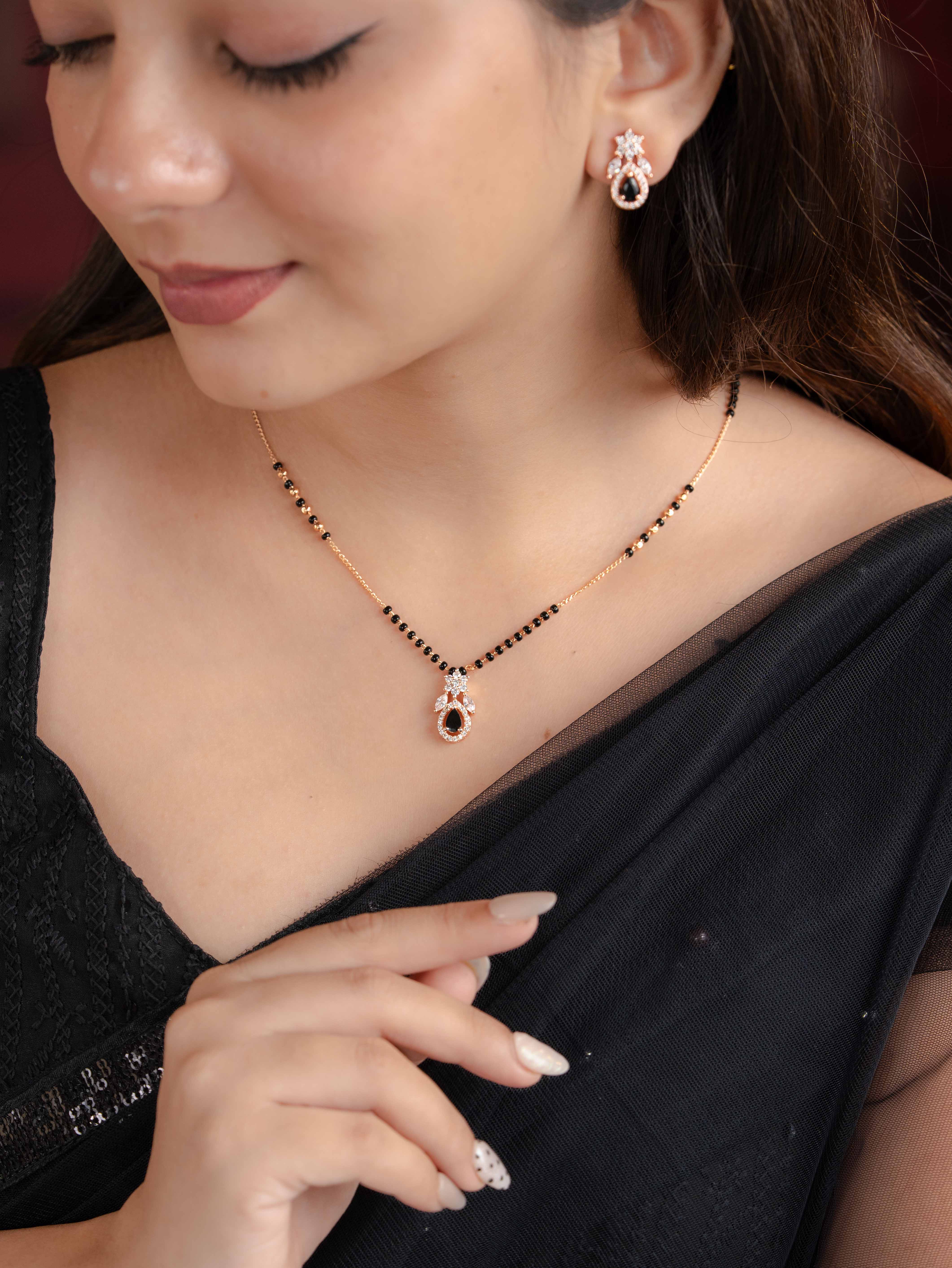 Aanya Black Mangalsutra with Earrings