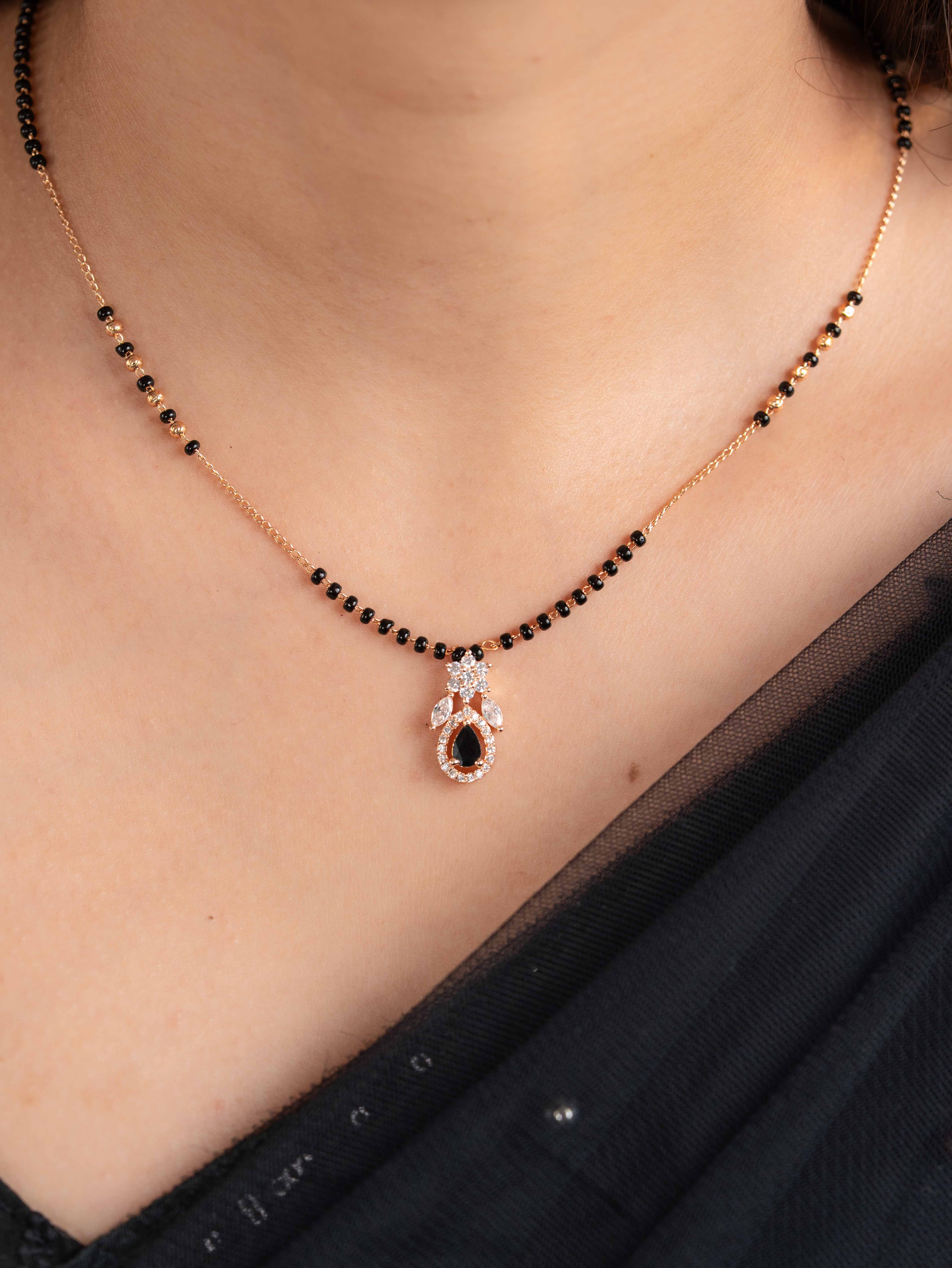 Aanya Black Mangalsutra with Earrings