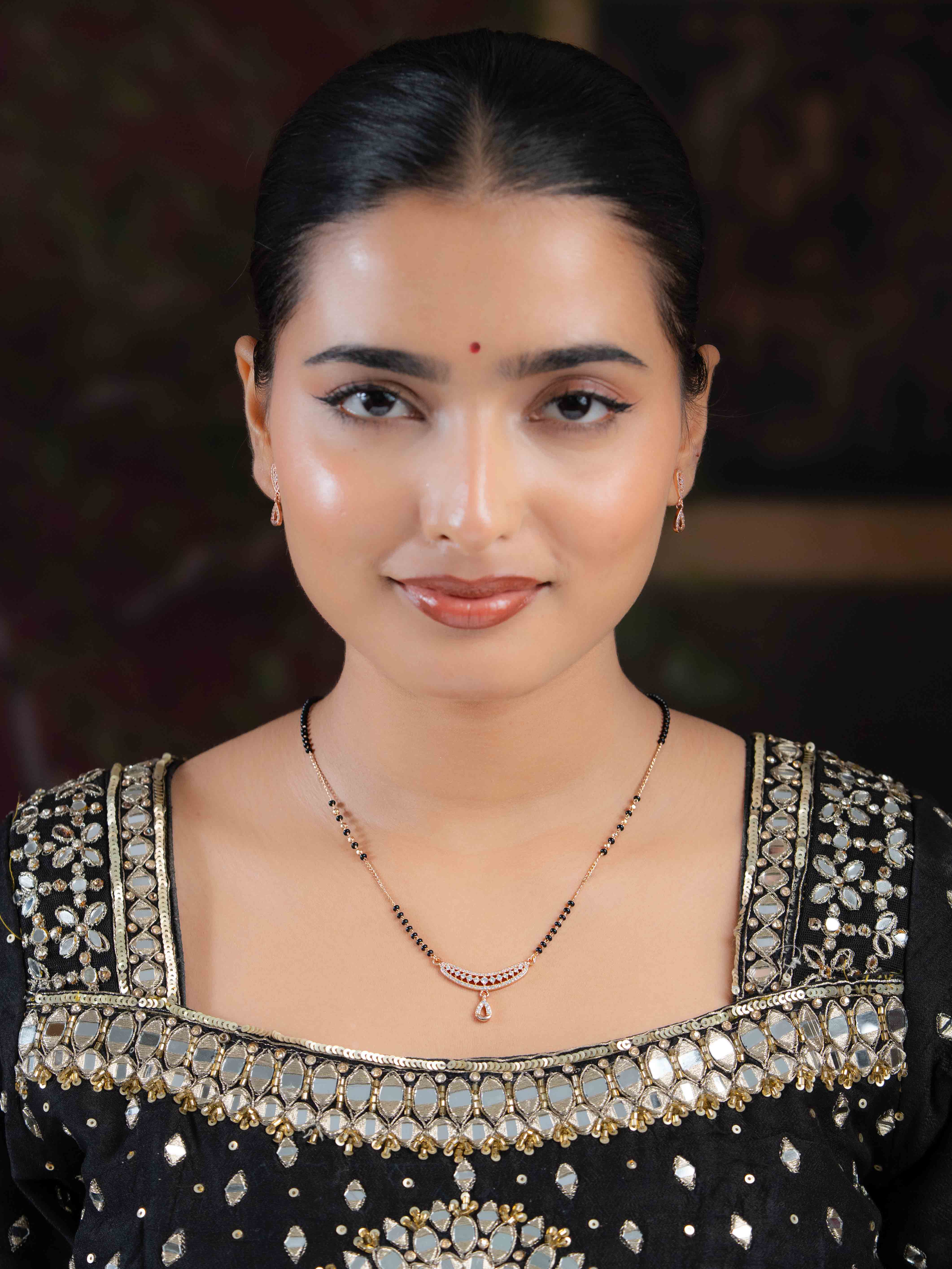 Kimaya Rose Gold Mangalsutra With Earrings