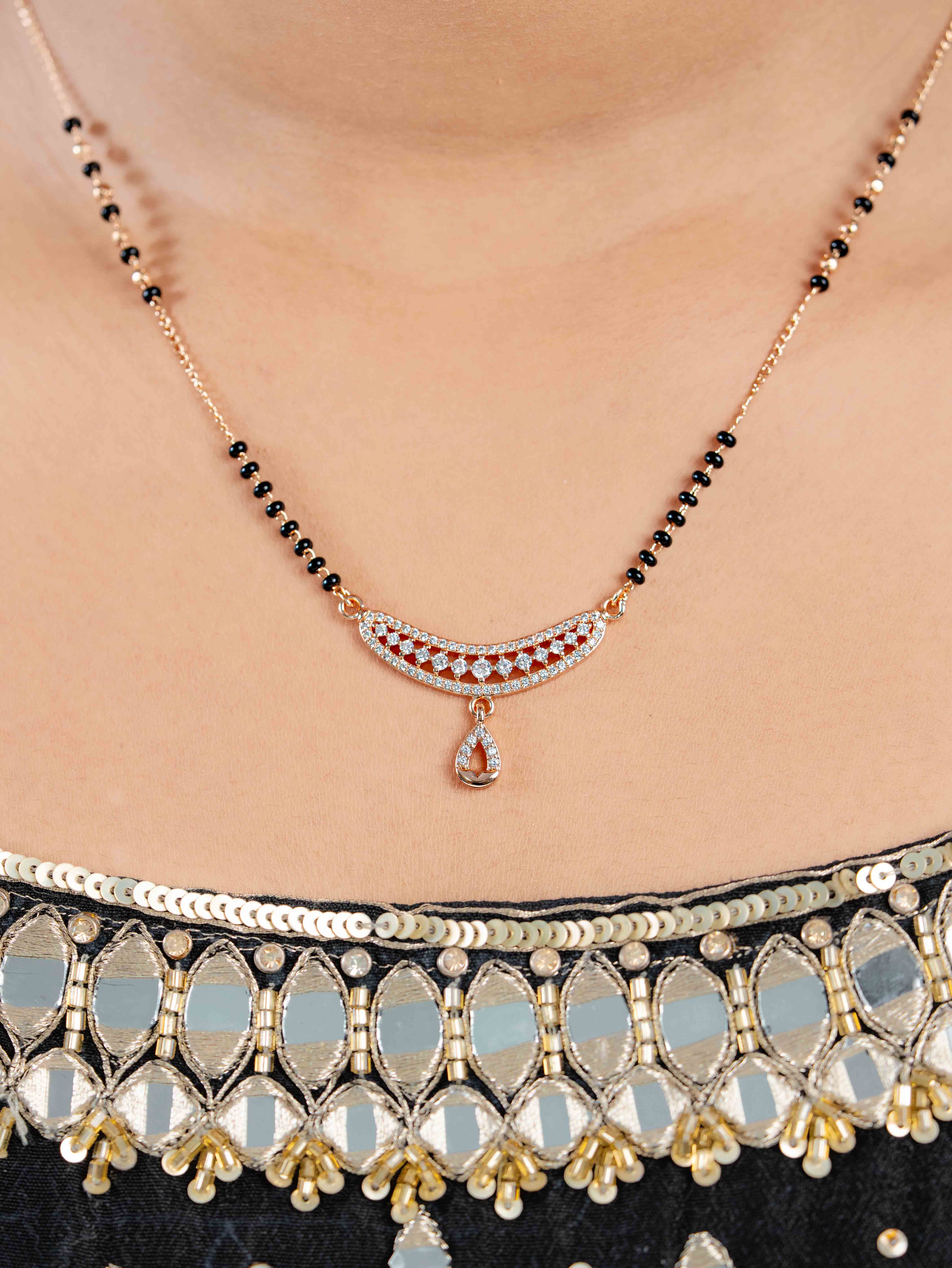 Kimaya Rose Gold Mangalsutra With Earrings
