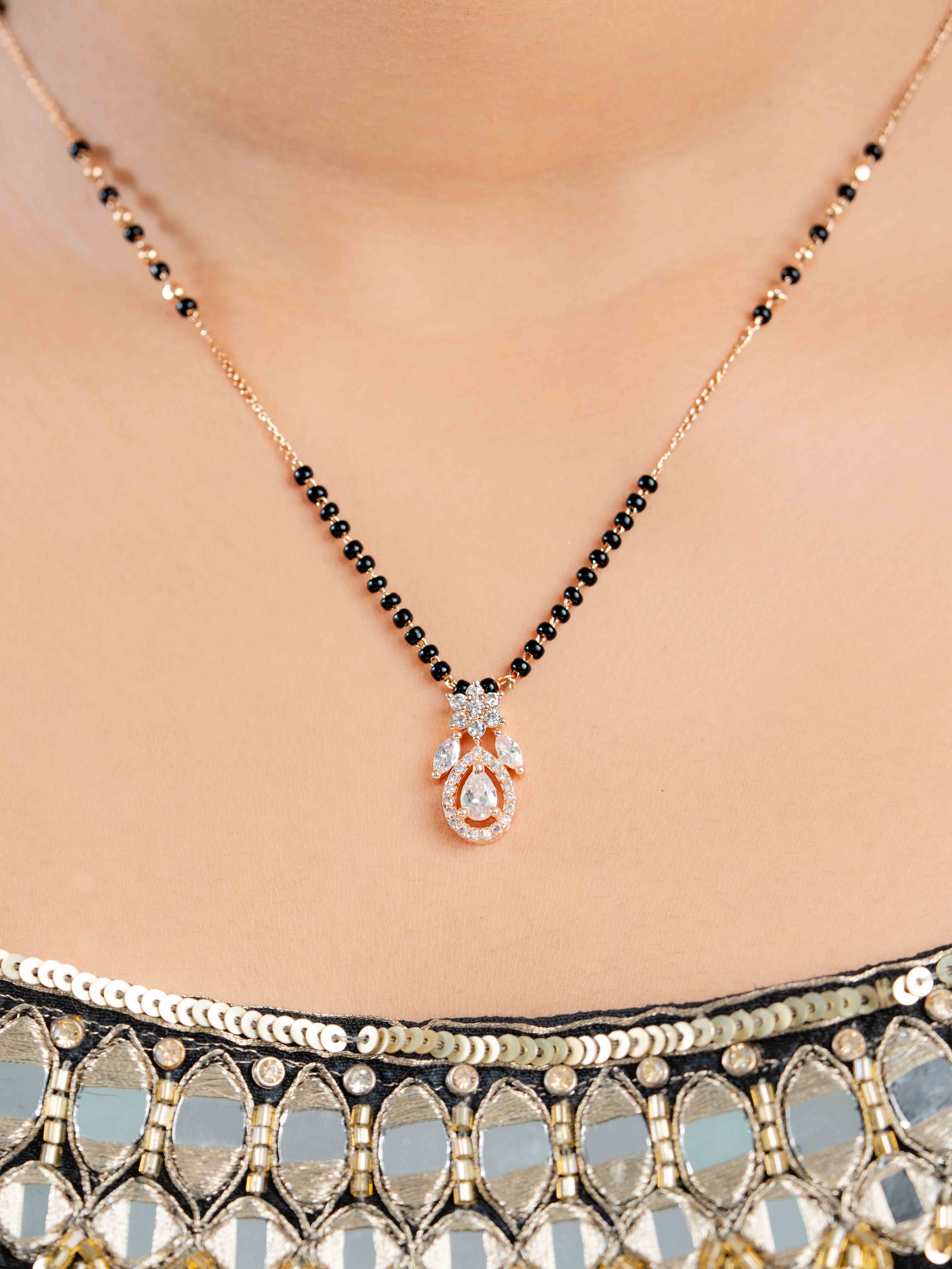 Aanya White Mangalsutra with Earrings