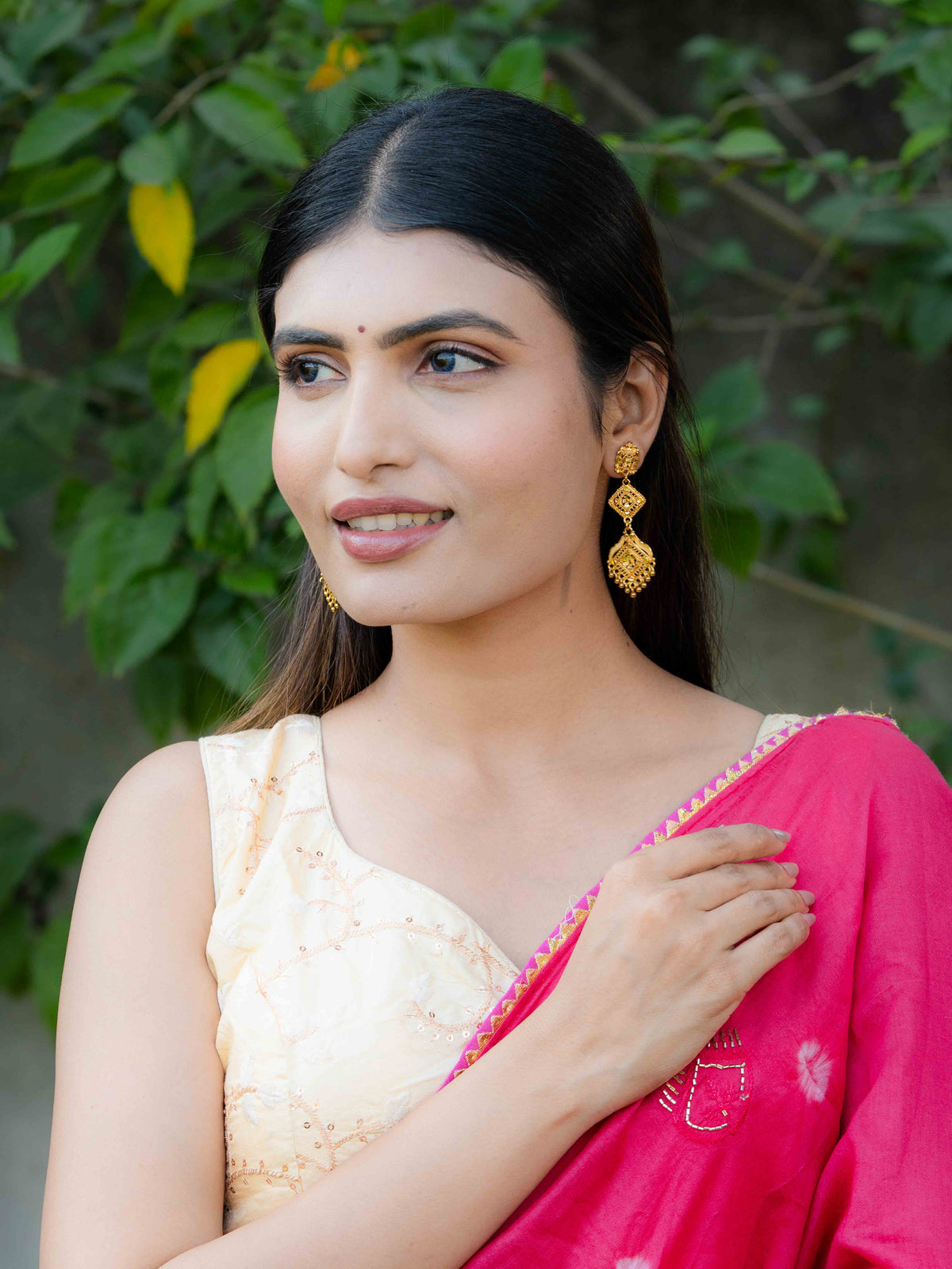 Yashasvi Long Gold Earrings