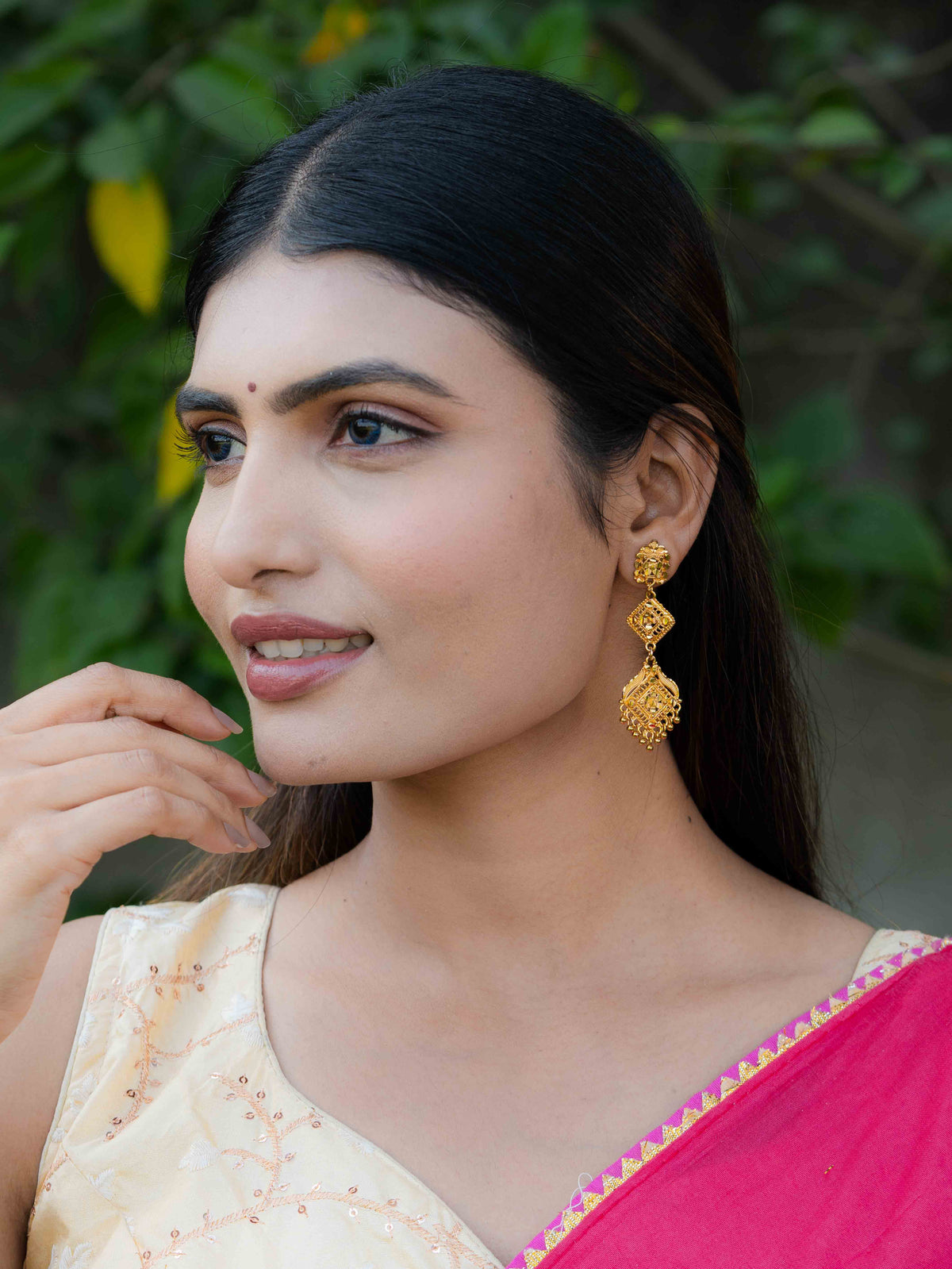 Yashasvi Long Gold Earrings