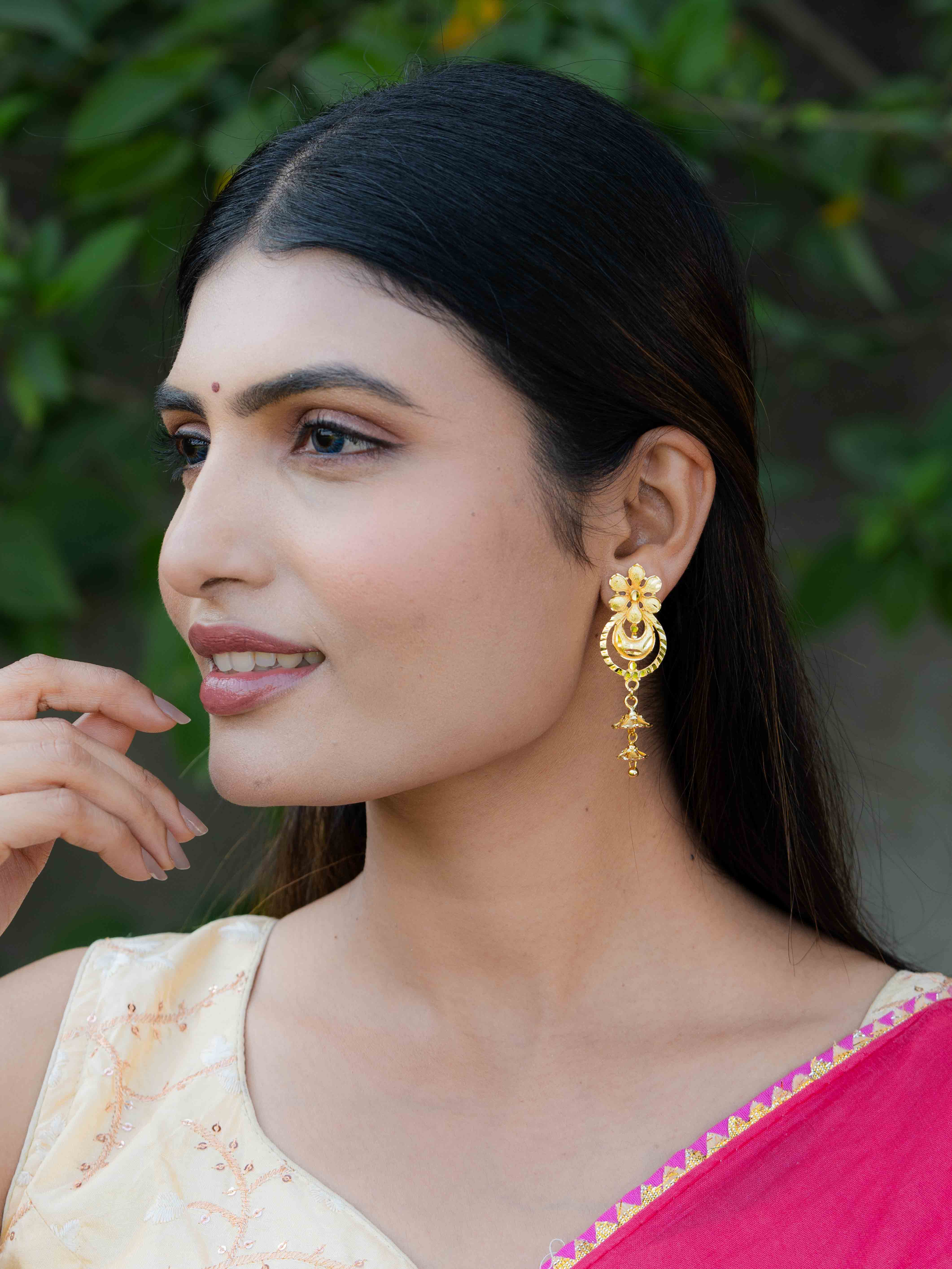 Suryalekha Long Gold Earrings