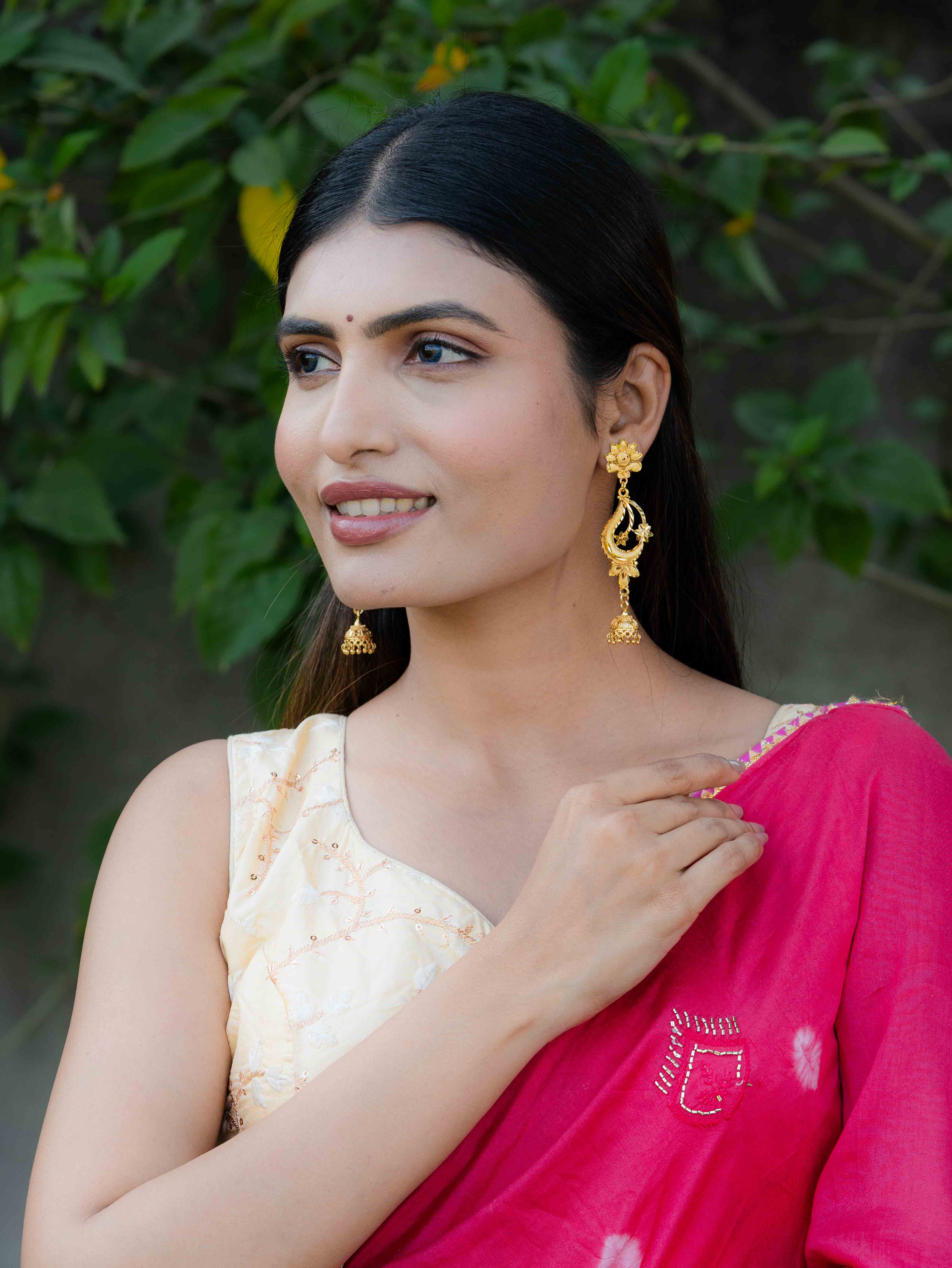 Aadhya  Long Gold Earrings