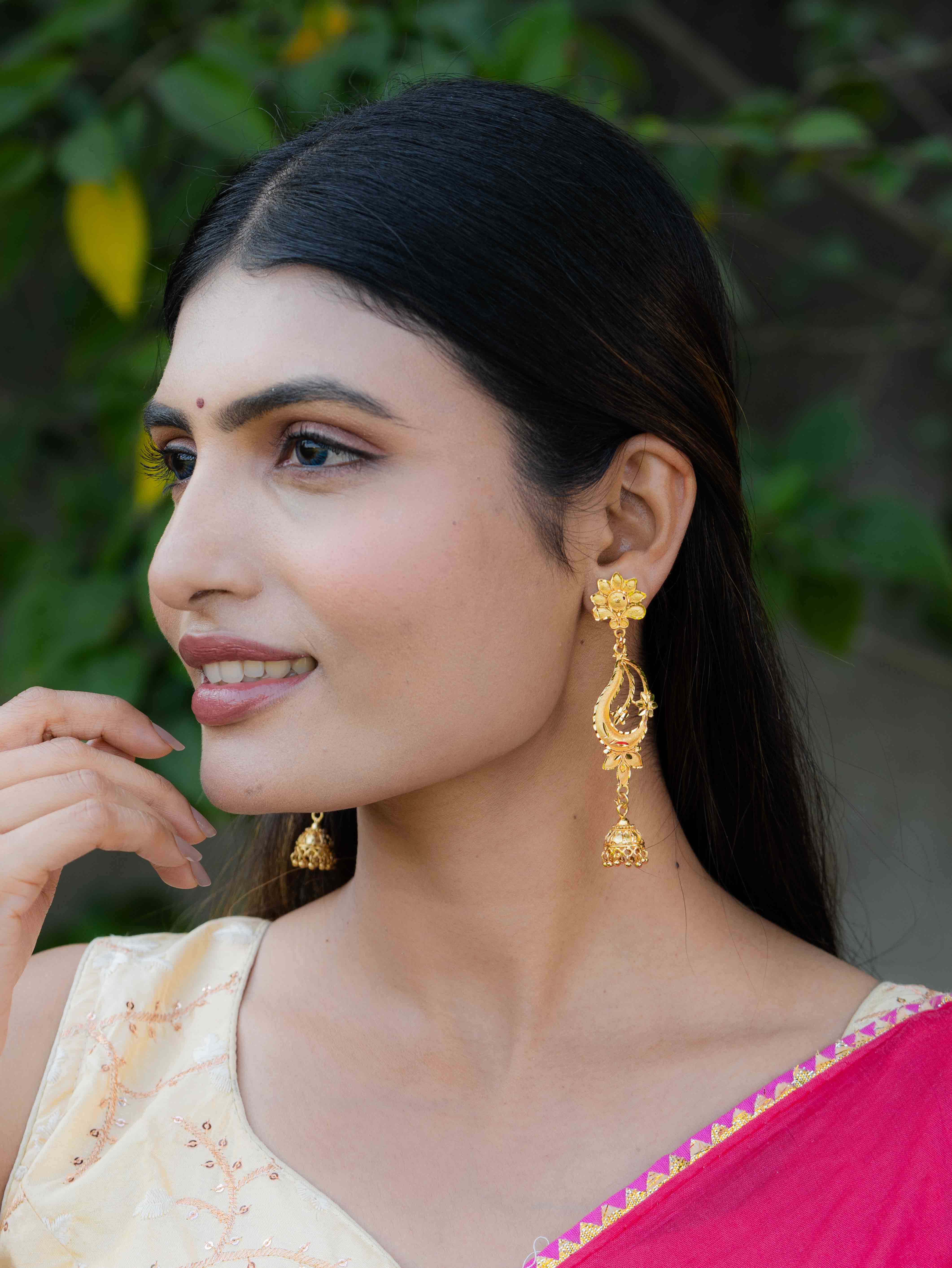 Aadhya  Long Gold Earrings
