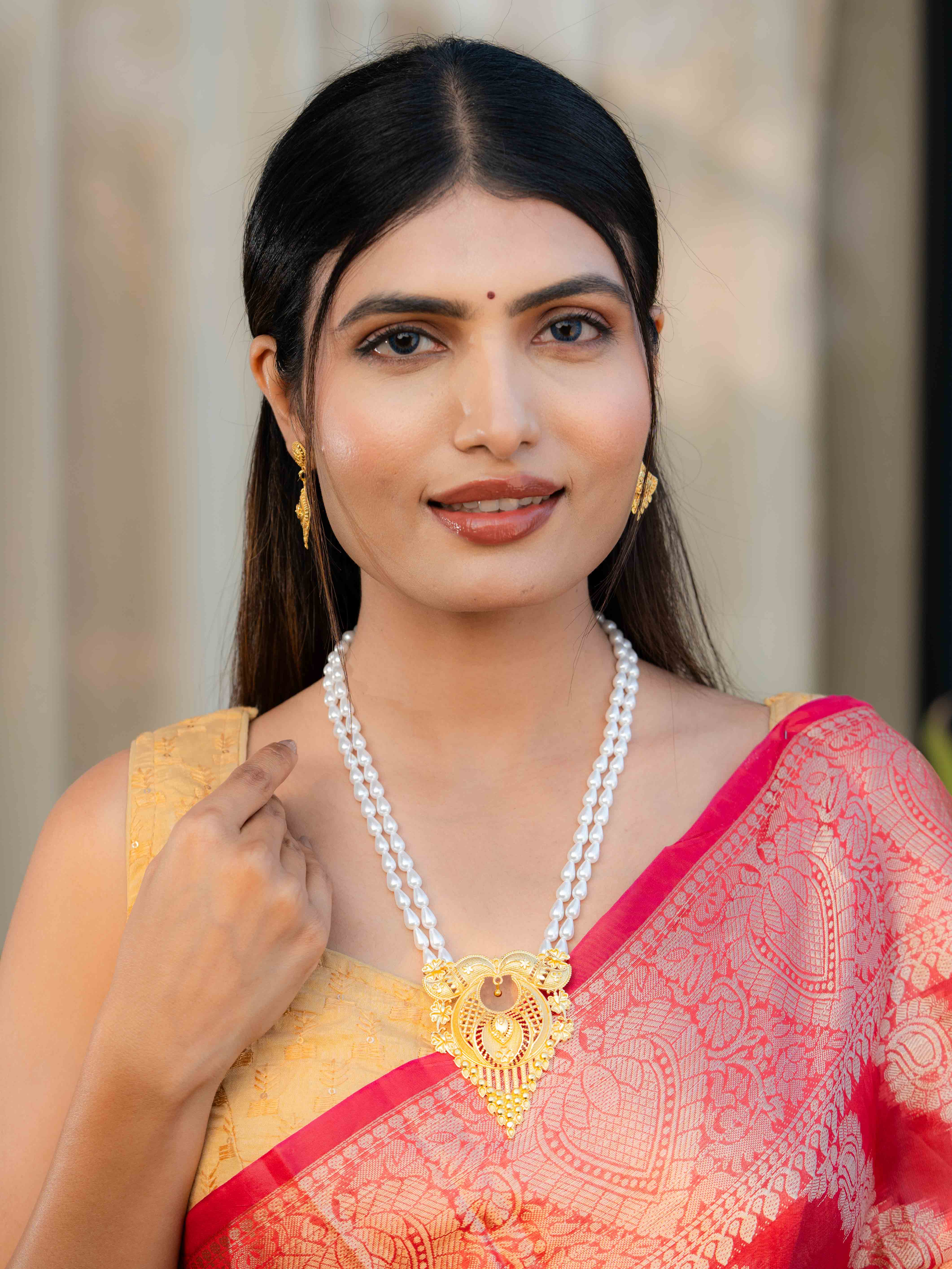 Triveni Long Gold Necklace set