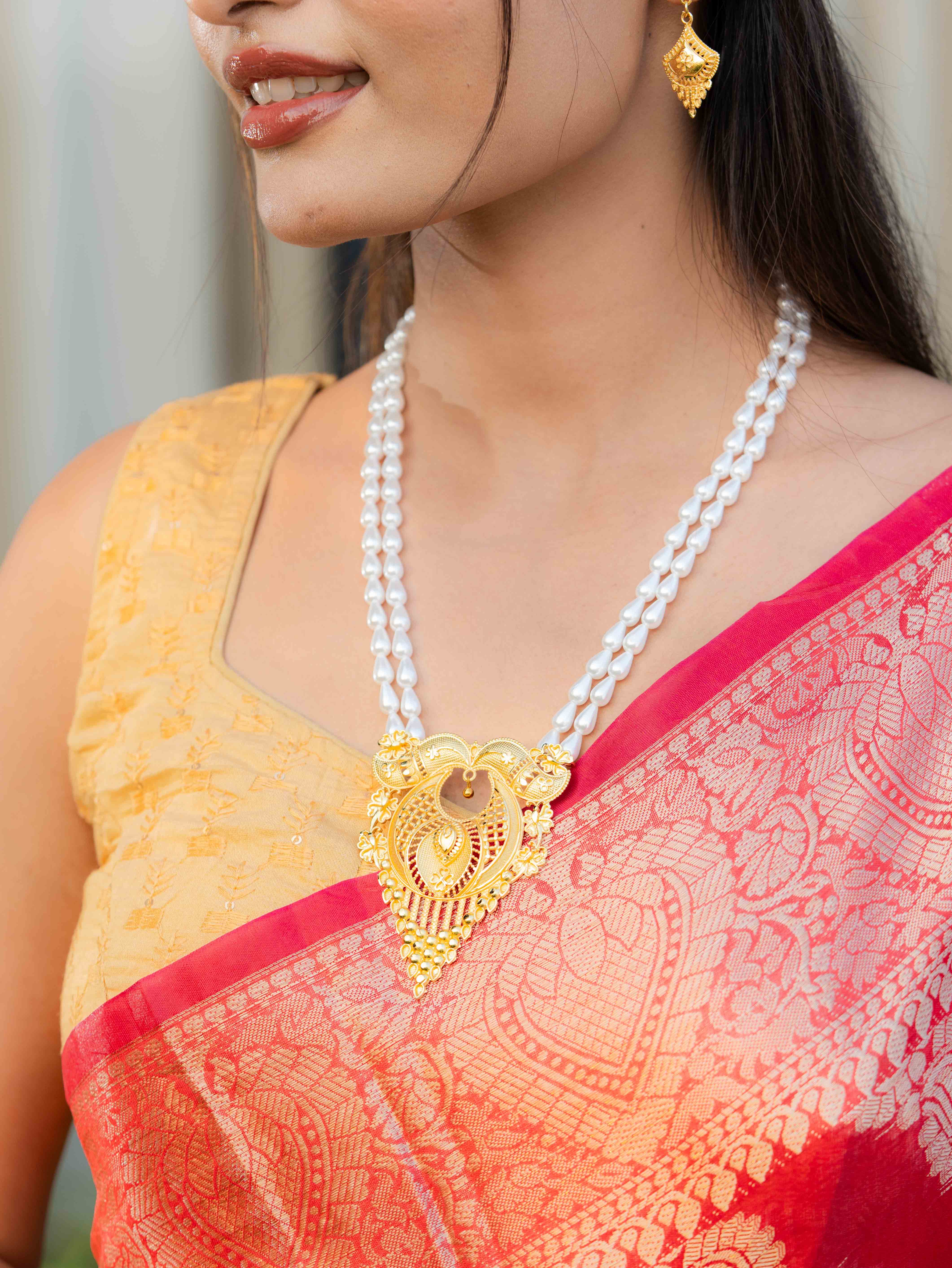 Triveni Long Gold Necklace set