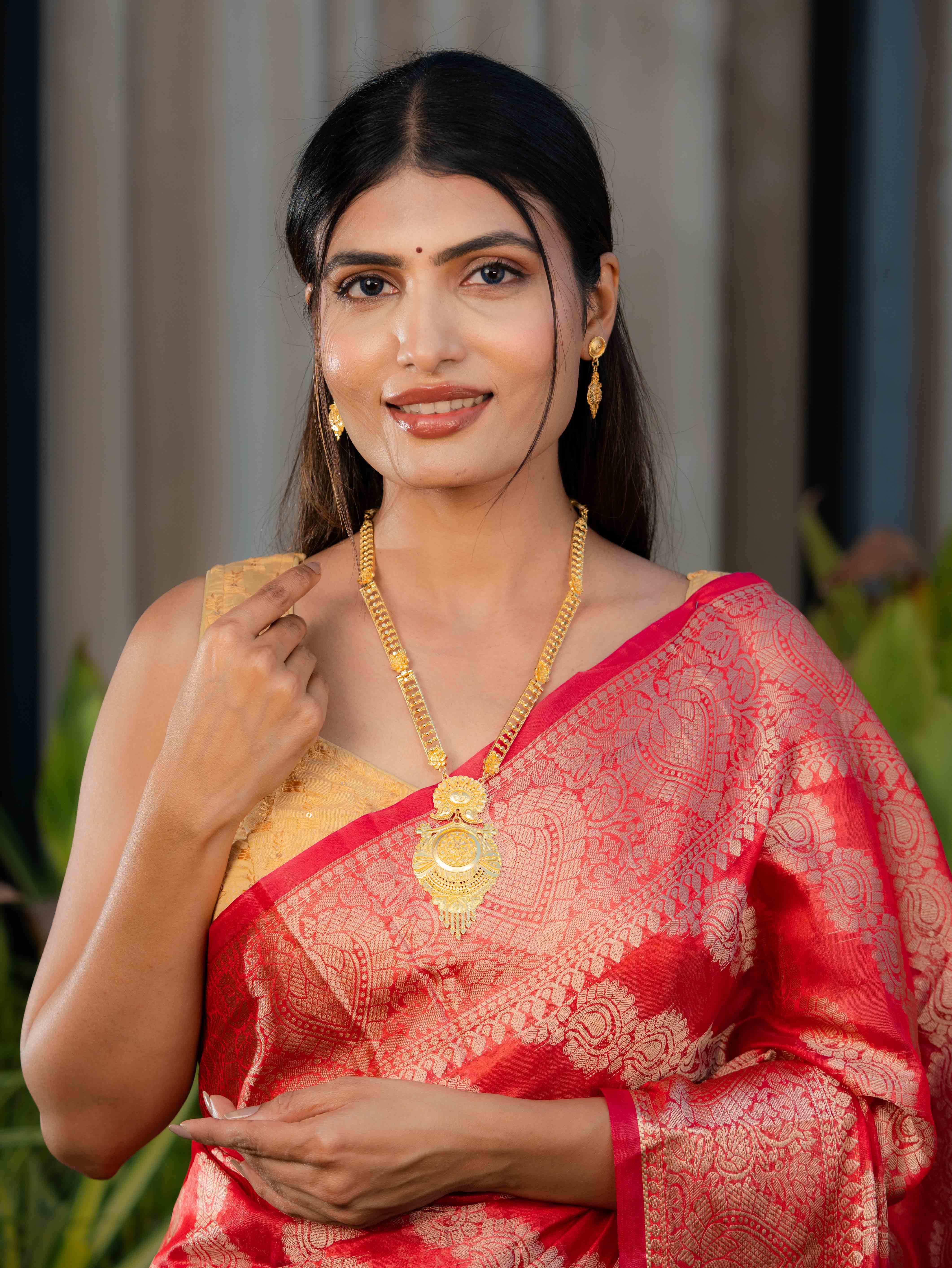 Ambika Long Gold Necklace set