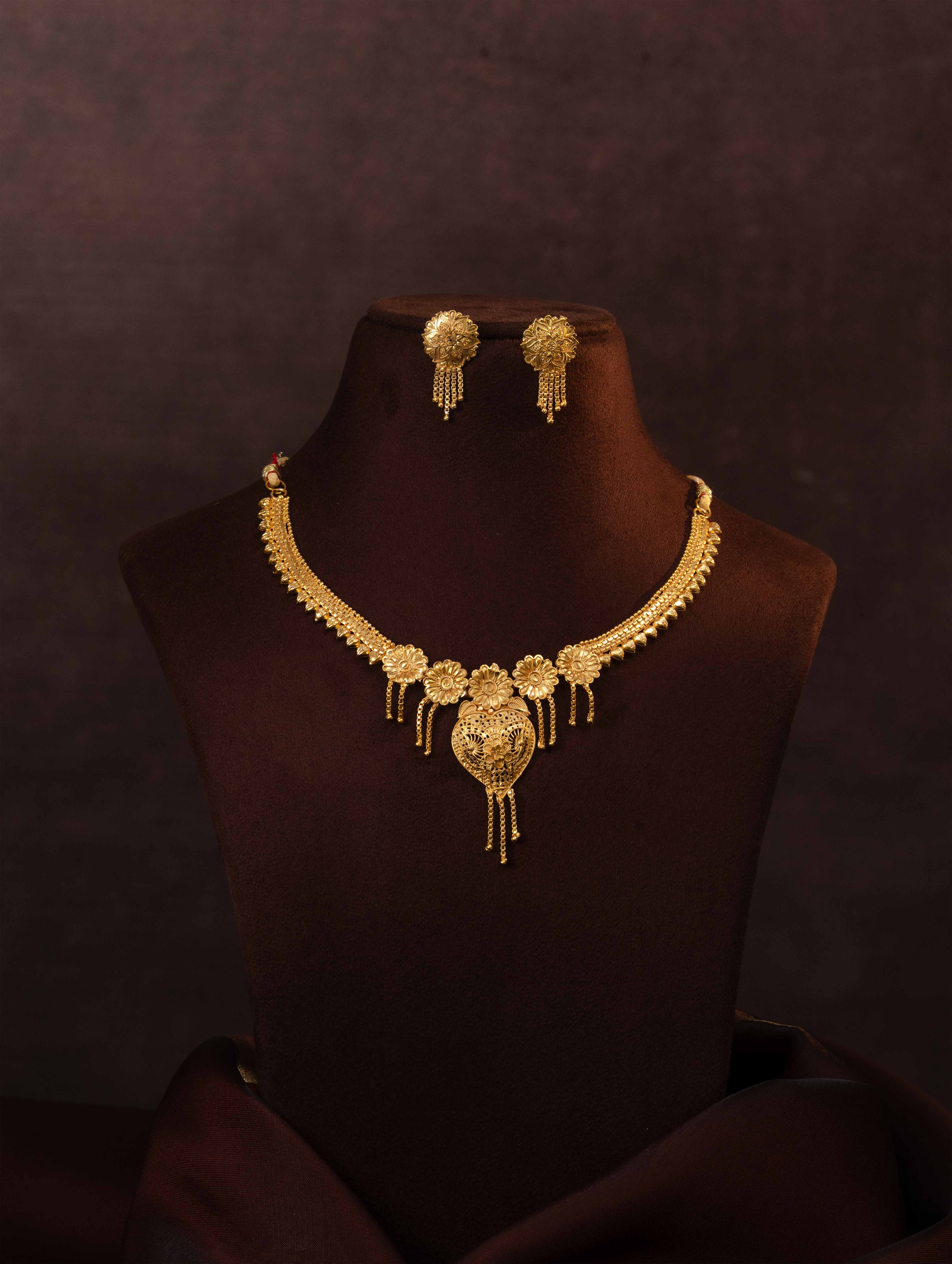 Kalpana Short Gold Necklace Set