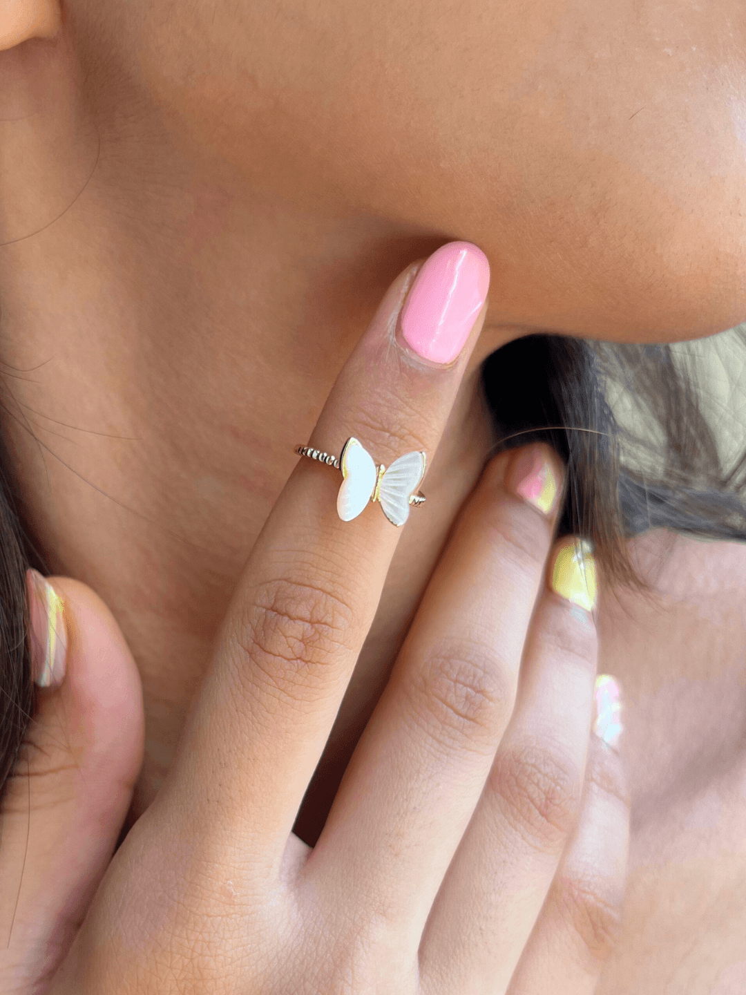Papillon White Butterfly Adjustable Ring - Zerakijewels