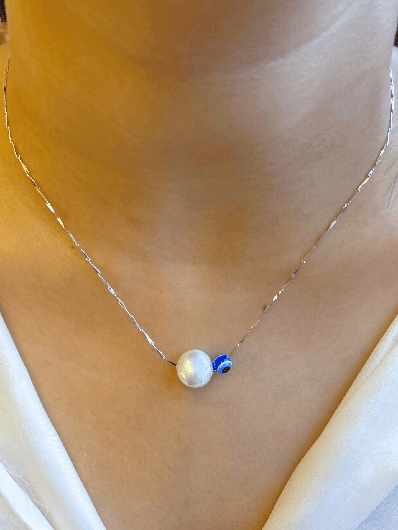 Pearl Evil Eye Pendant - Zerakijewels