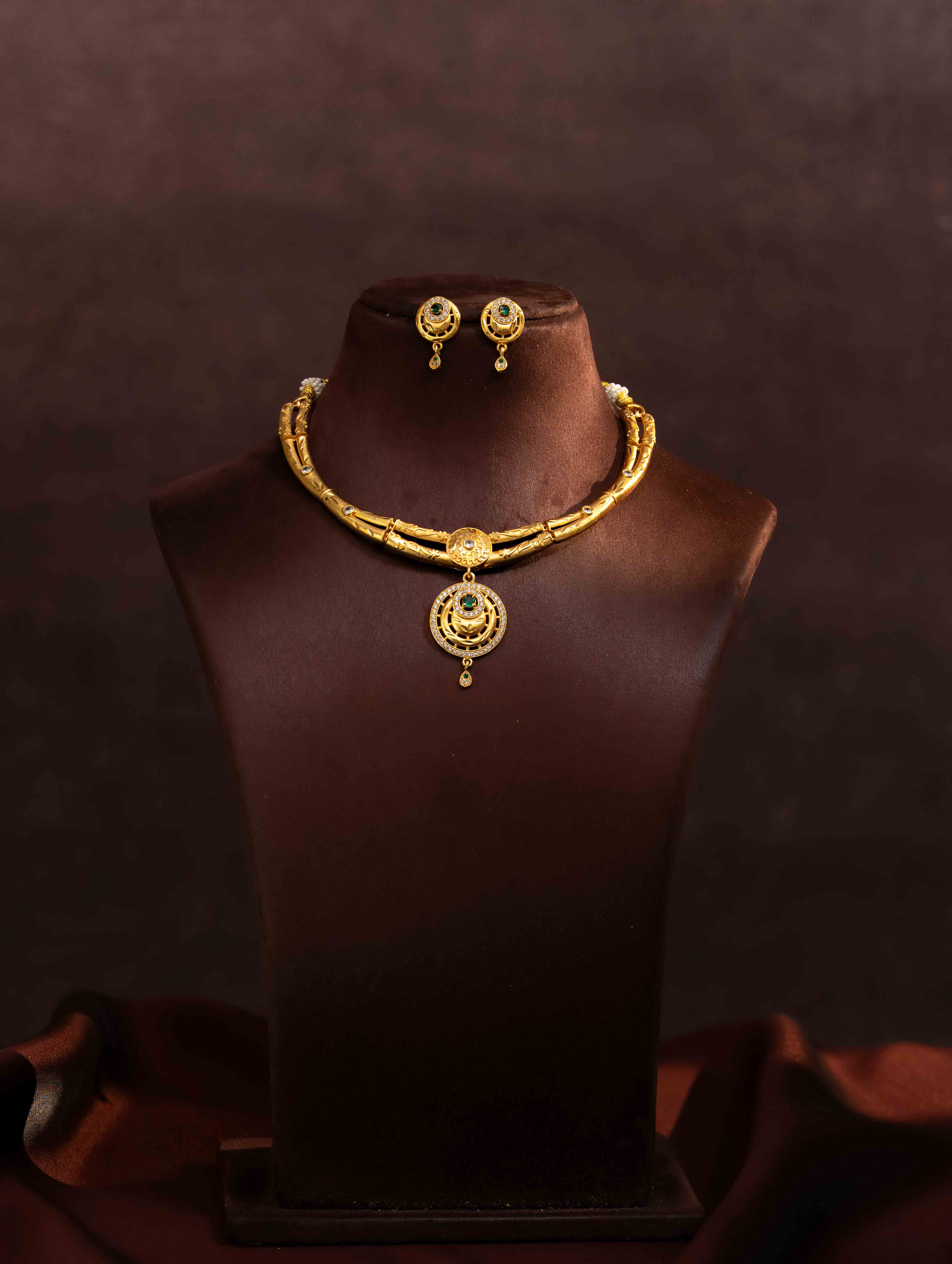 Yamini gold necklace set (Green)