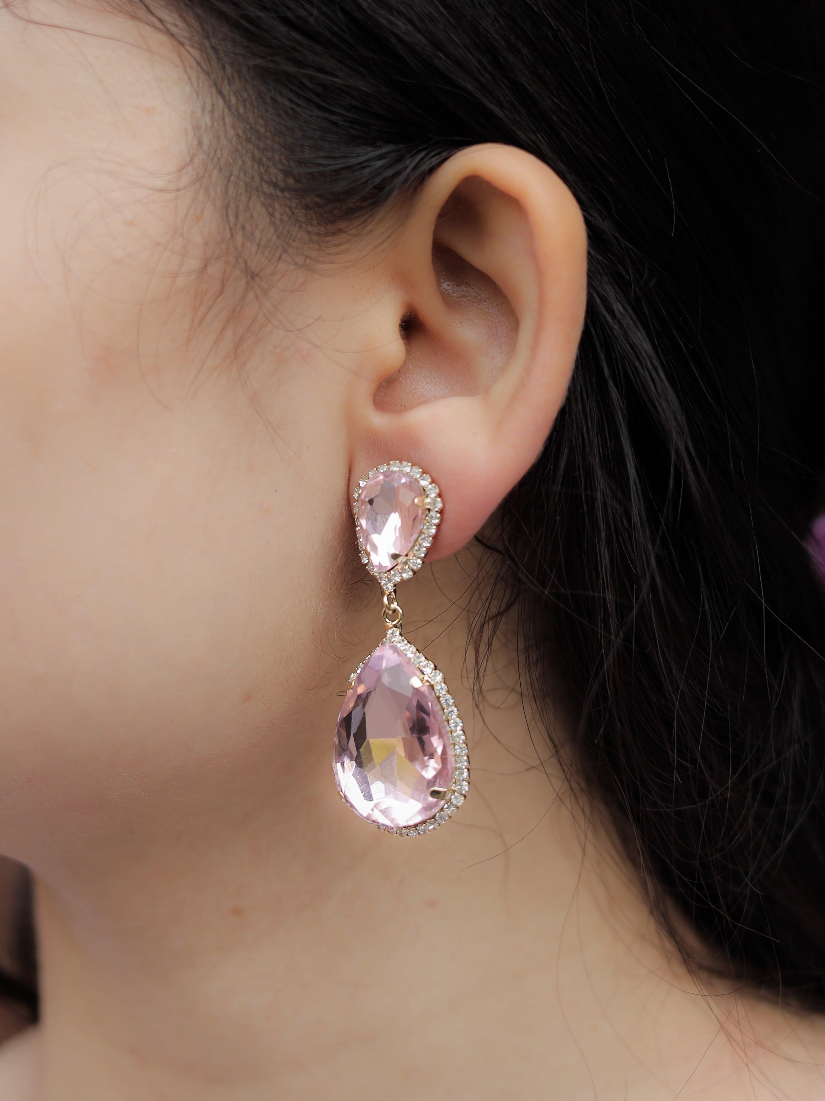 Rashmi meenakari earrings - Light Pink – Rohika Store