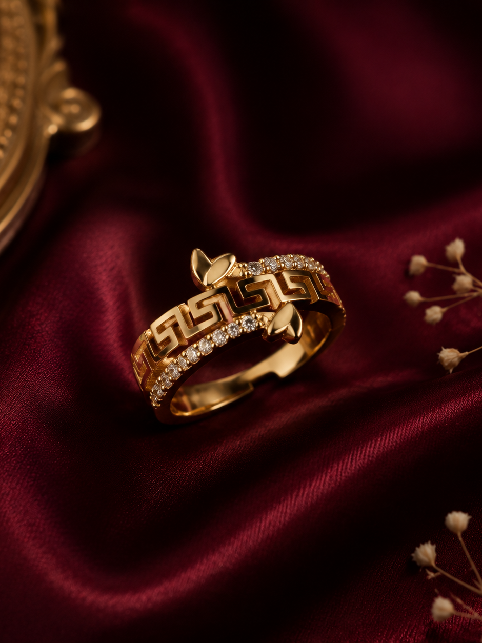 Crimson Orbit Adjustable Ring