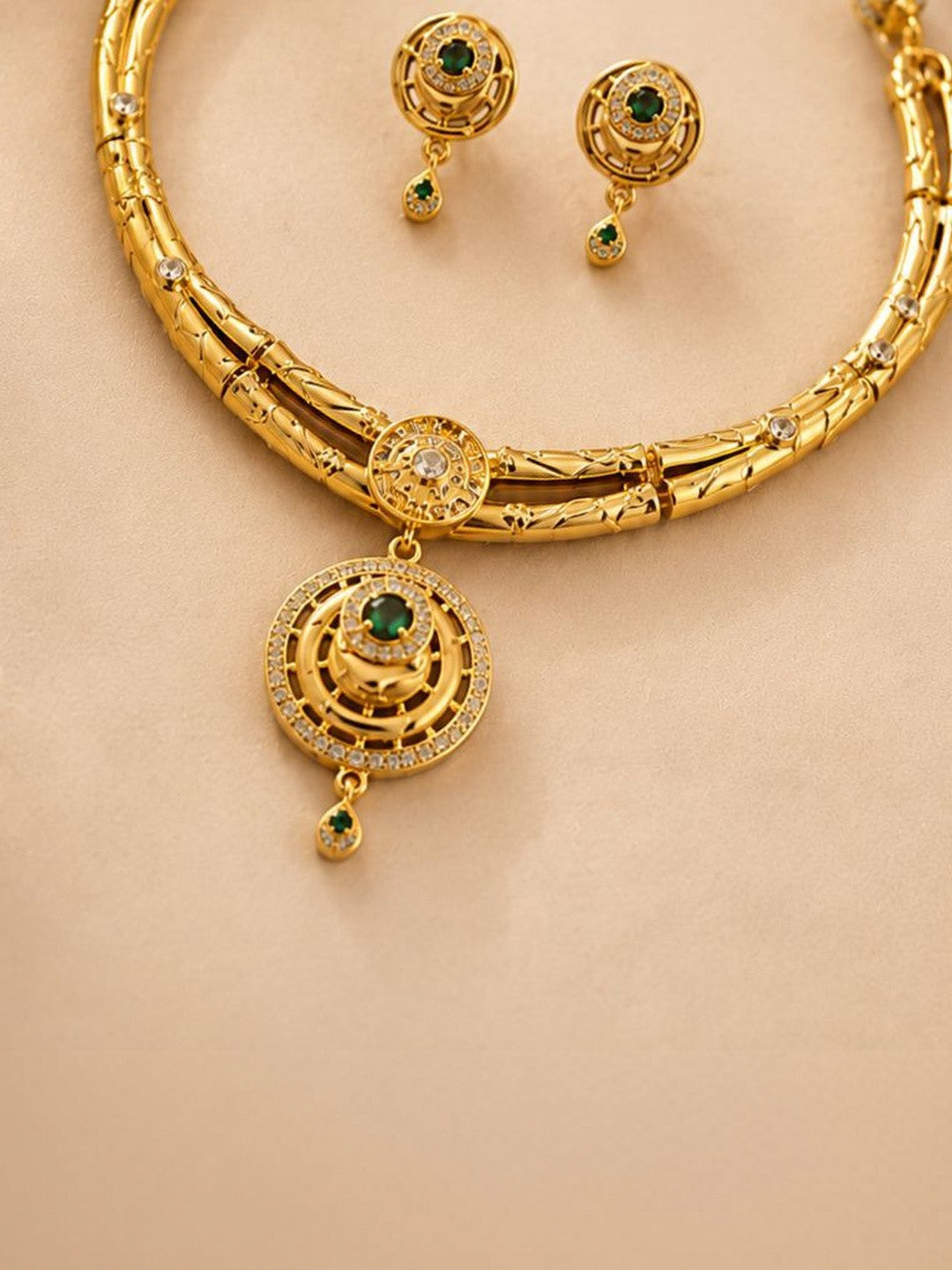 Yamini gold necklace set (Green)