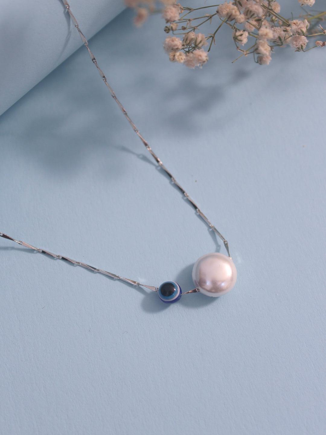 Pearl Evil Eye Pendant - Zerakijewels